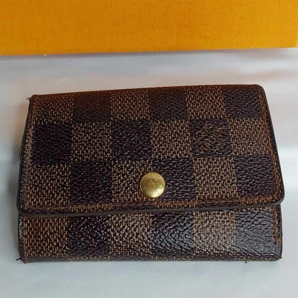 'LOUIS VUITTON' DAMIER 'EBENE'  MONOGRAM 6~RING KEY KEEPER & BOX 2-PIECE SET - Picture 2 of 16